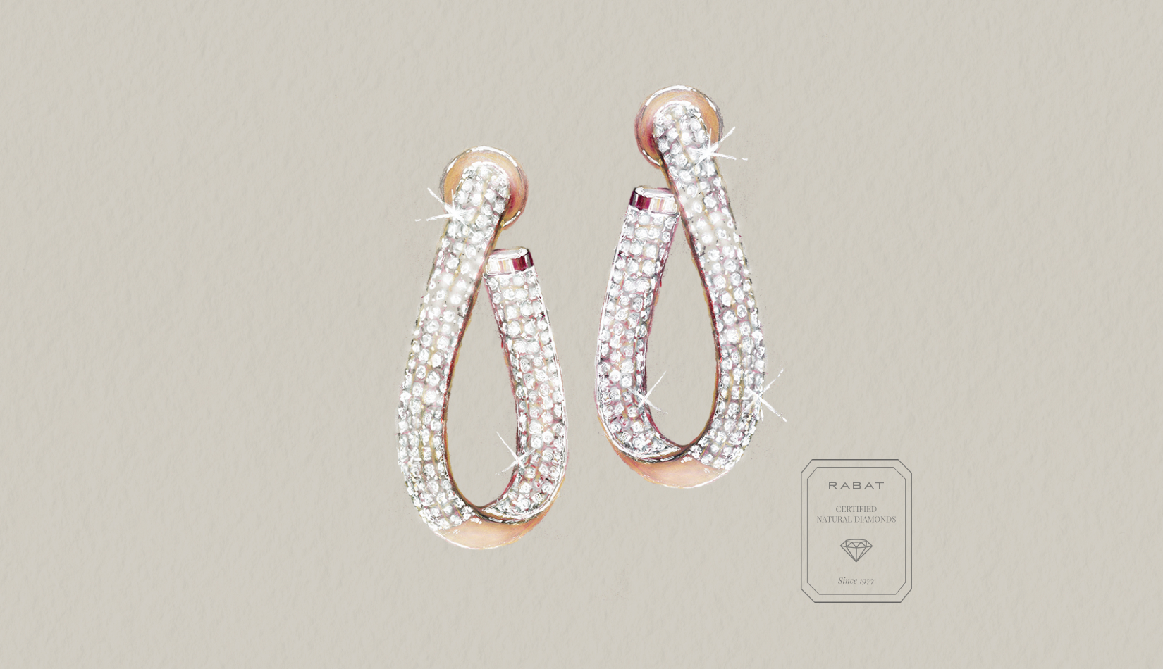 Boceto de pendientes de oro y diamantes RABAT Waves en joyería RABAT.