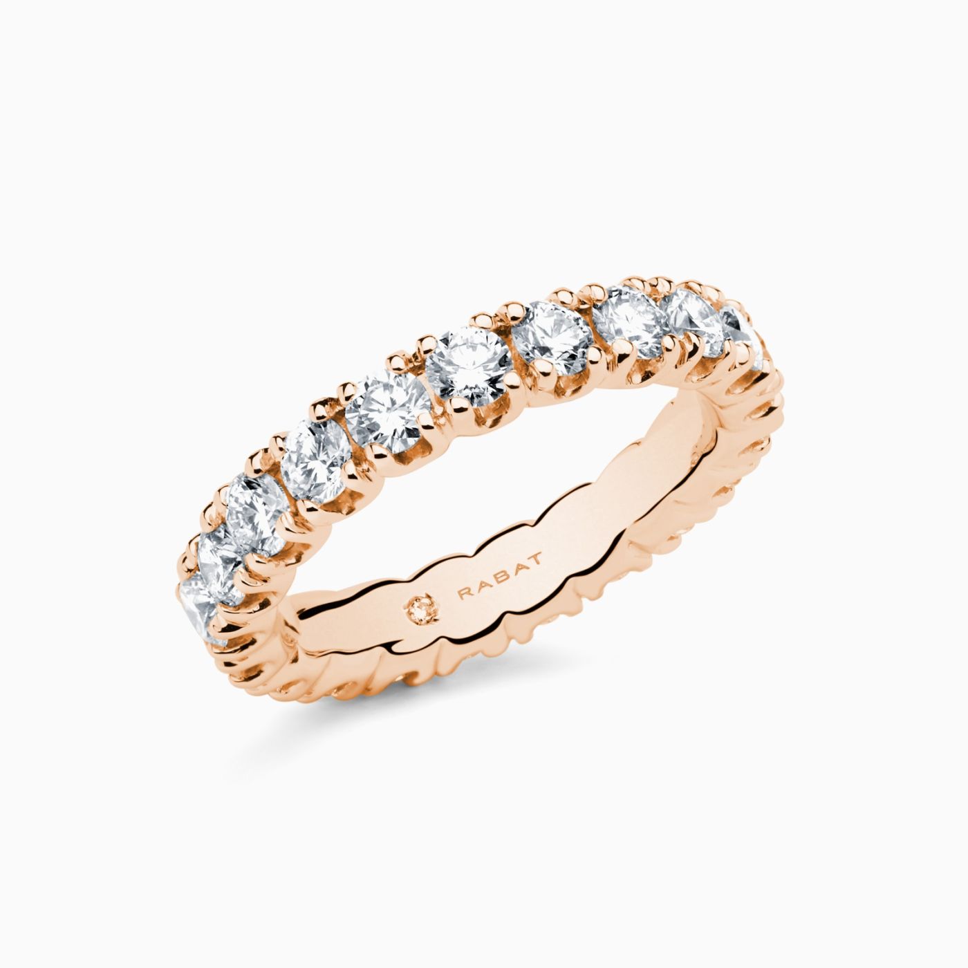 Anillo alianza de compromiso de oro rosa con diamantes