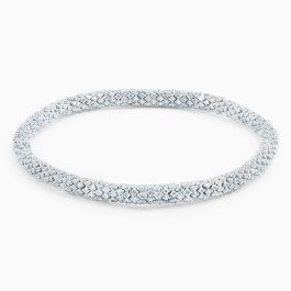 Pulsera elástica para hombre de oro blanco con diamantes tipo rivière