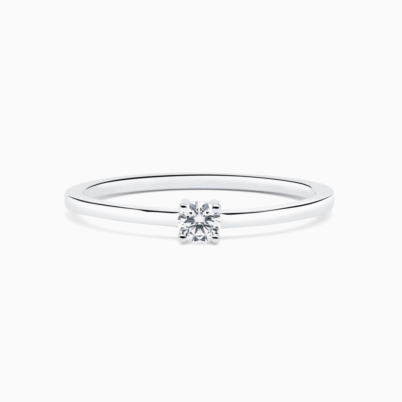 Anillo solitario solitario de oro blanco con diamante central Rabat Poetic