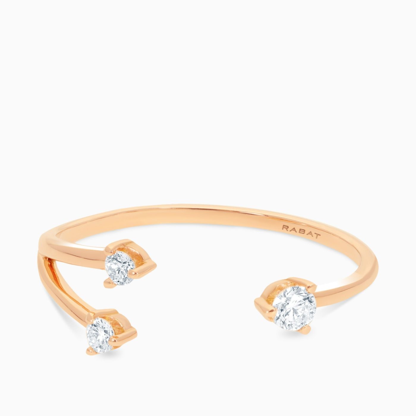 Rose gold open alliance ring with diamonds