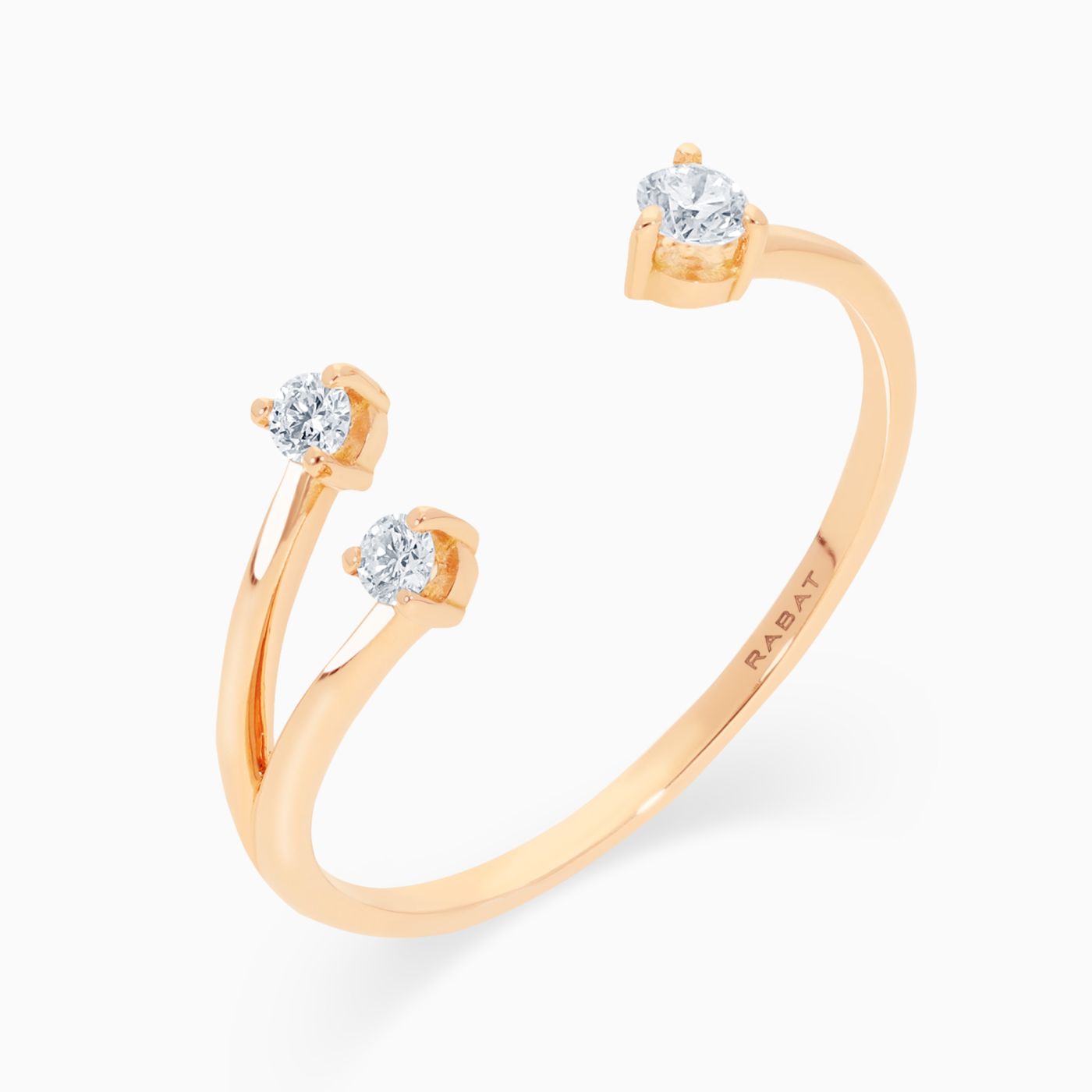 Rose gold open alliance ring with diamonds