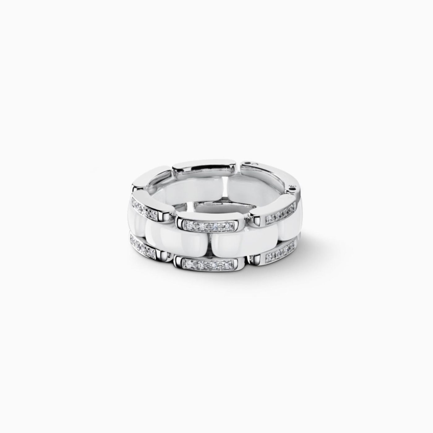 Anillo CHANEL Ultra de oro blanco y cerámica blanca con diamantes