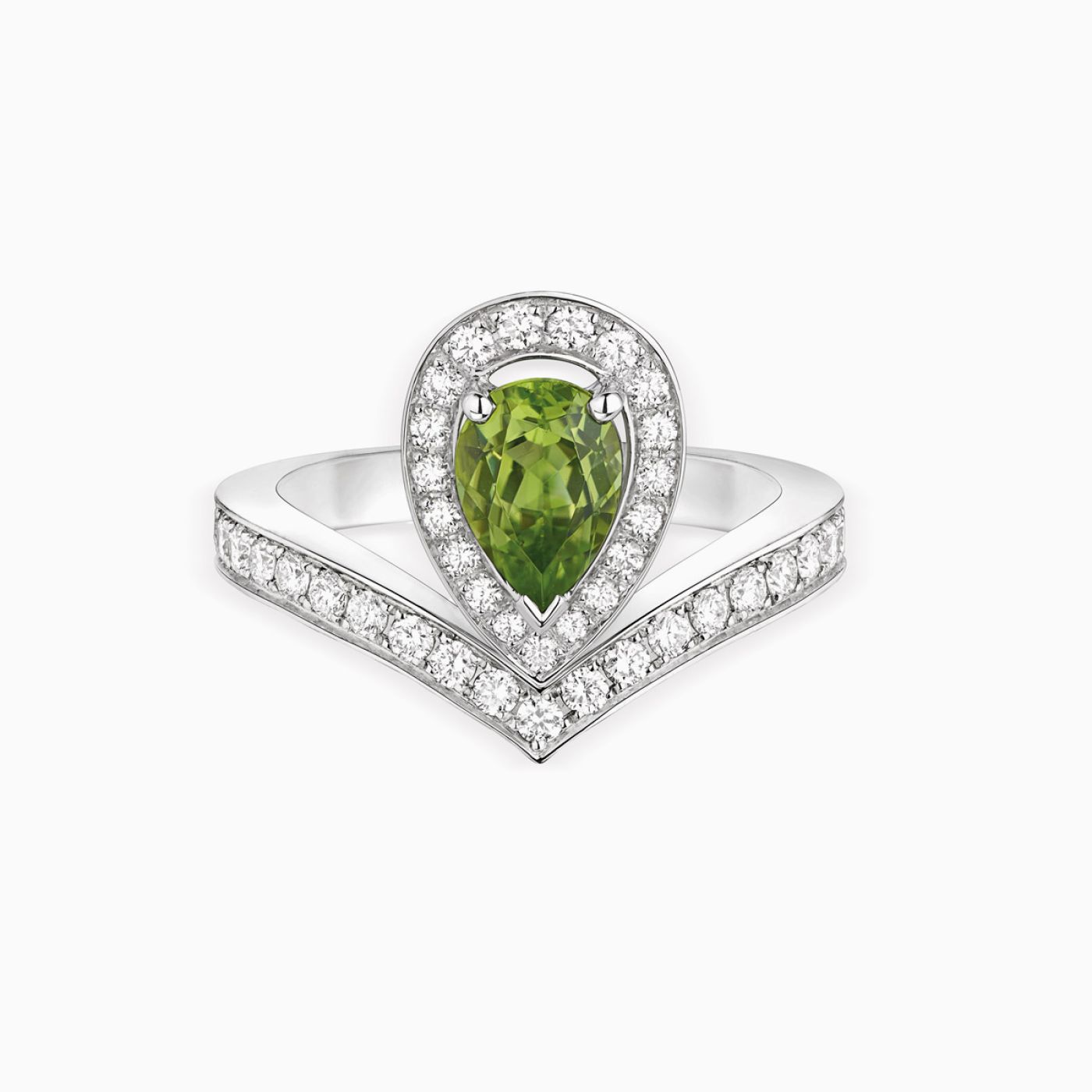 Anillo Chaumet Joséphine Aigrette de oro blanco con peridoto