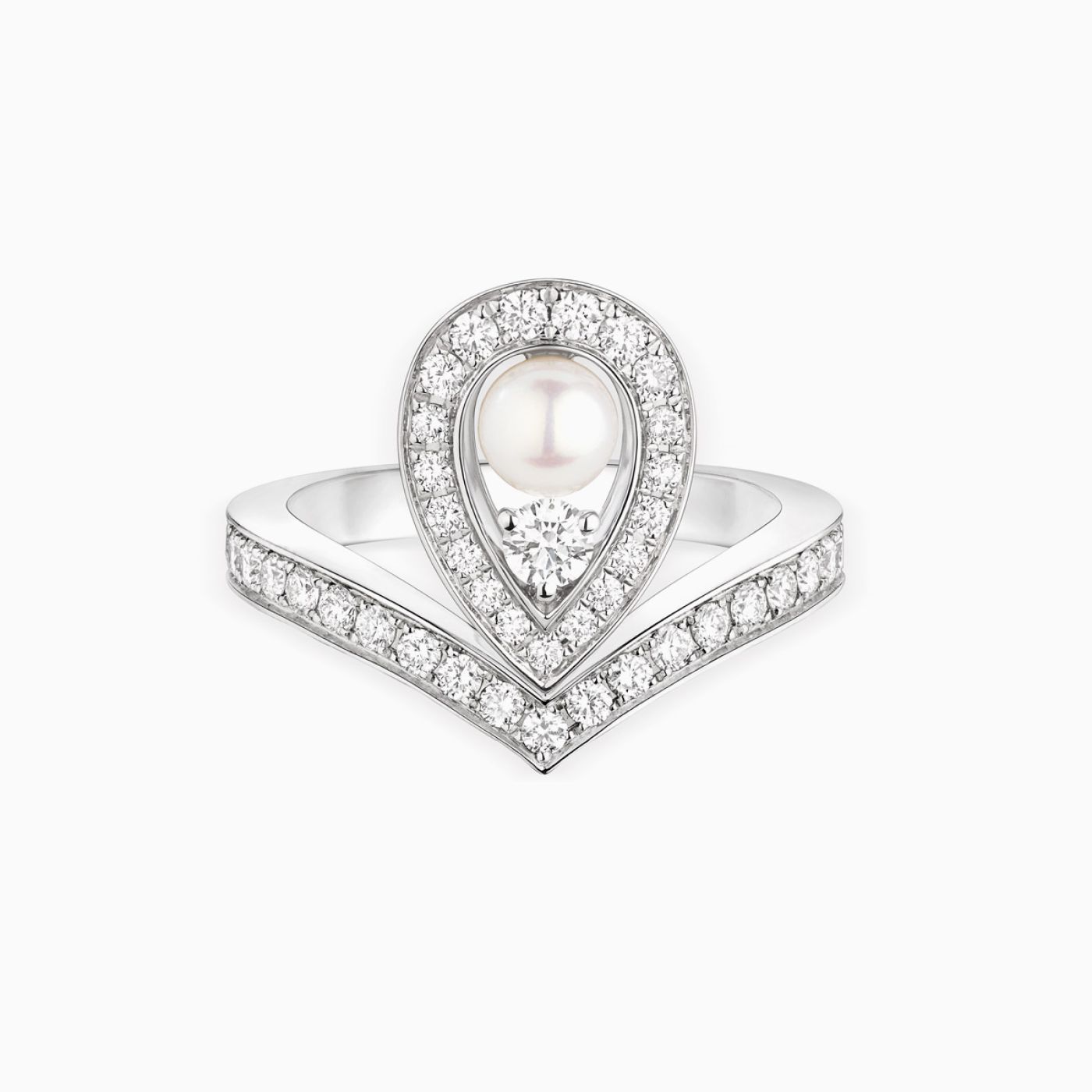 Anillo Chaumet Joséphine Aigrette de oro blanco con perla