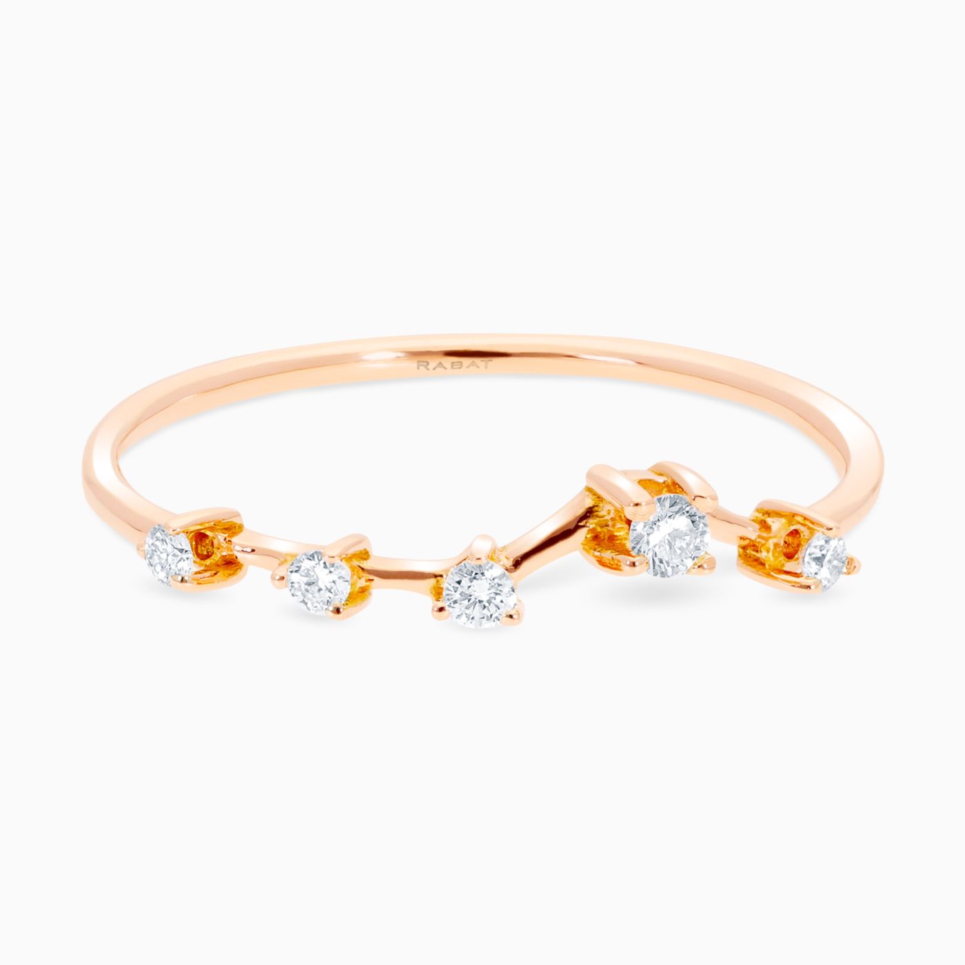 Rose gold alliance ring with five diamonds