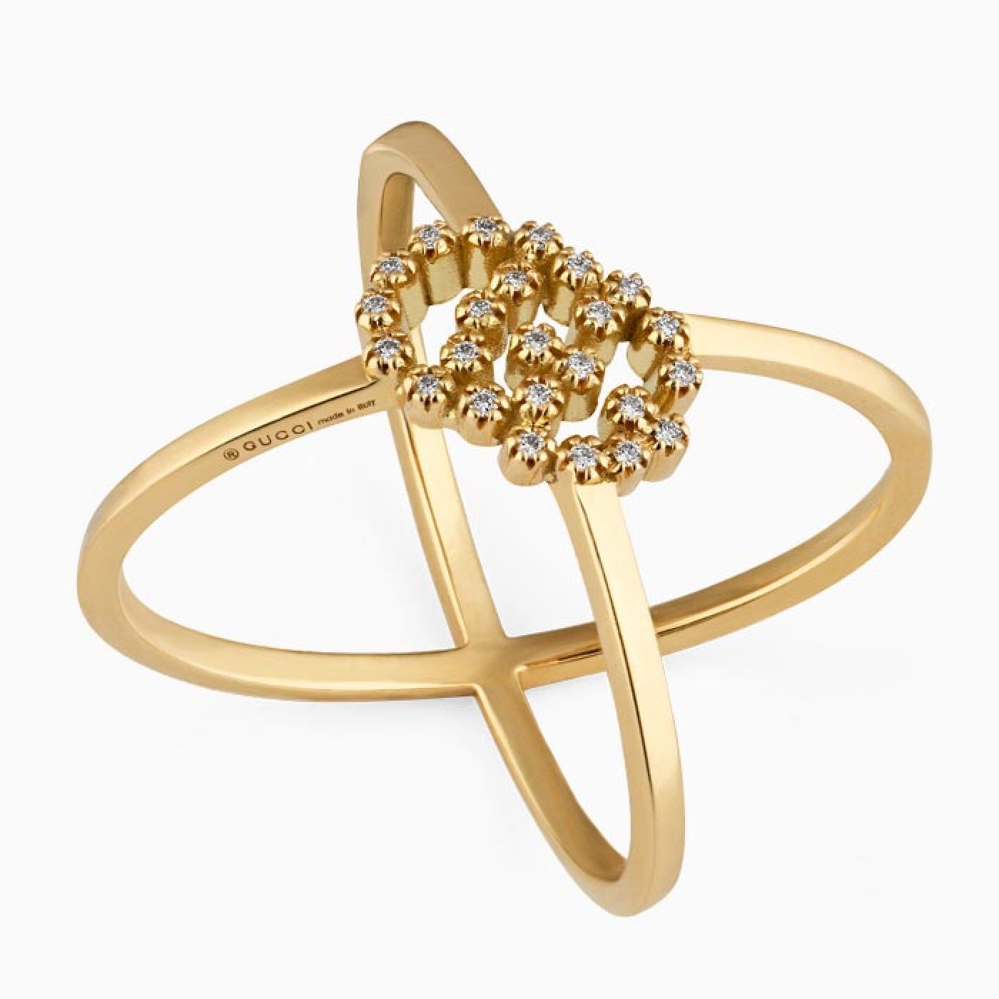 Anillo Gucci GG Running de oro amarillo con diamantes