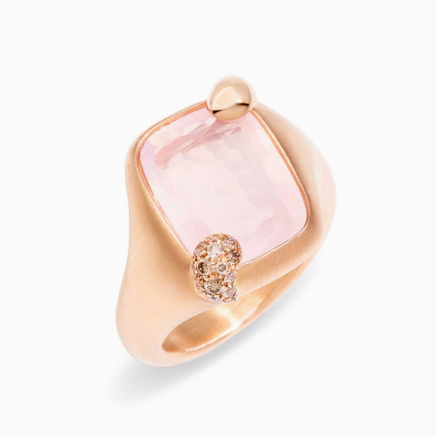 Pomellato Ring with Quartz and Brown Diamonds 