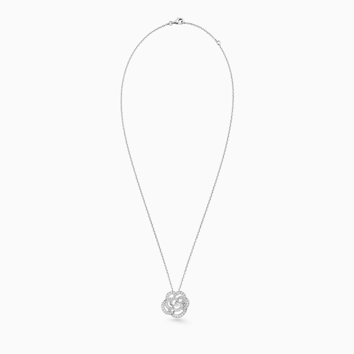 Necklace CHANEL Camelia white gold with diamonds