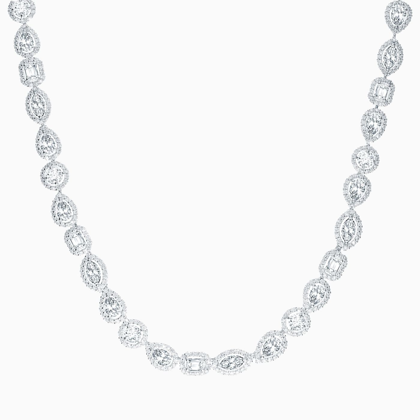 White gold riviere necklace with multi-shaped diamonds
