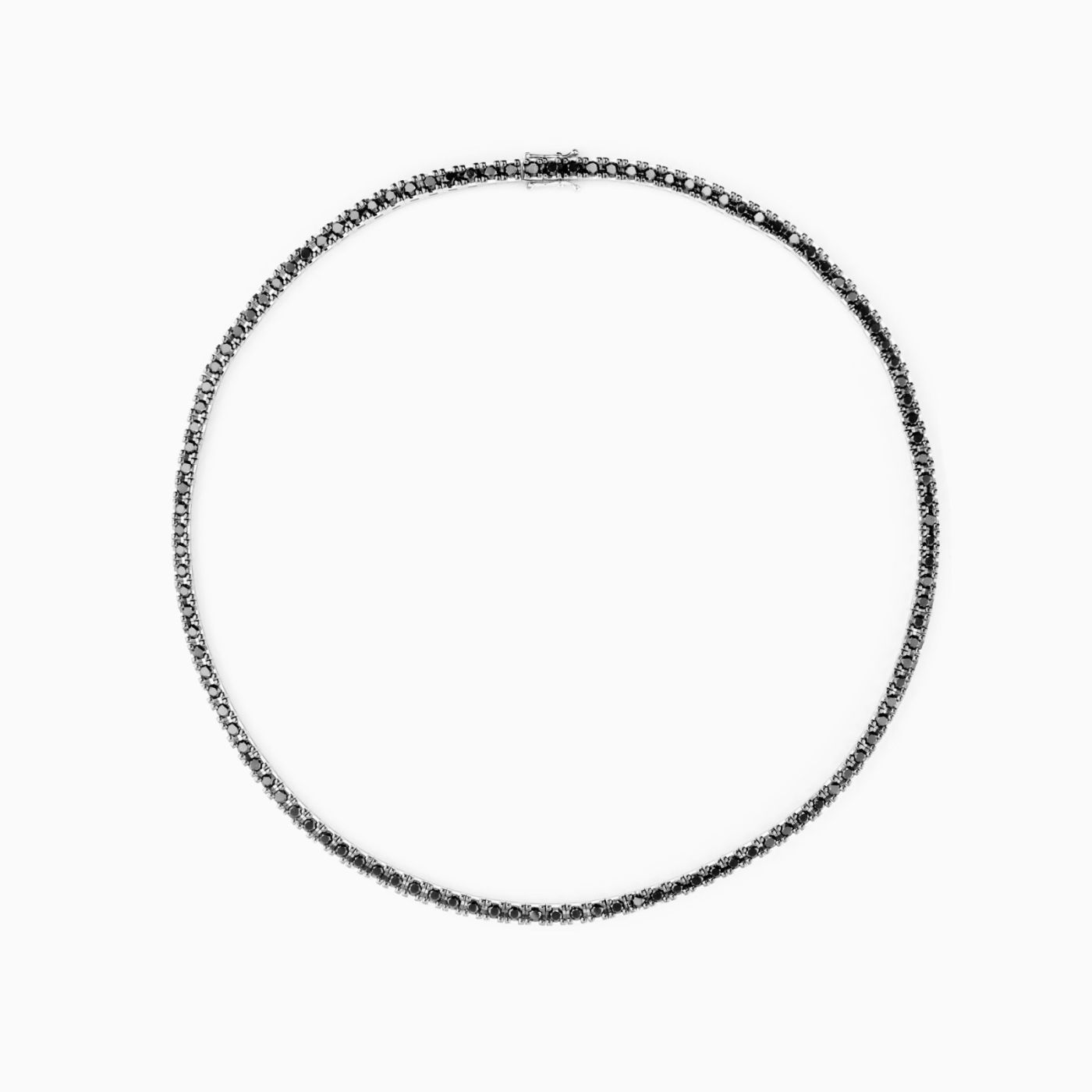 Collar rivière de oro blanco con diamantes negros