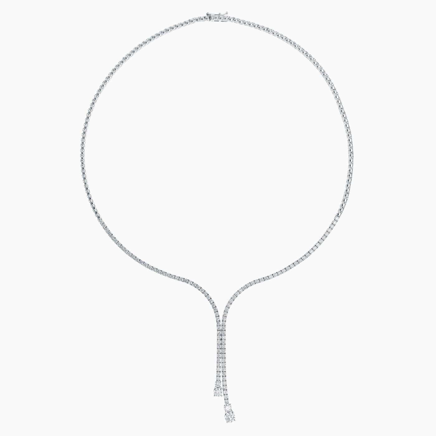 White gold riviere tie style necklace with diamonds