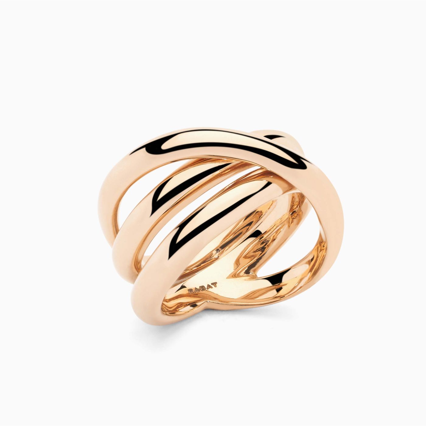 Anillo tres filas cruzadas de oro rosa 