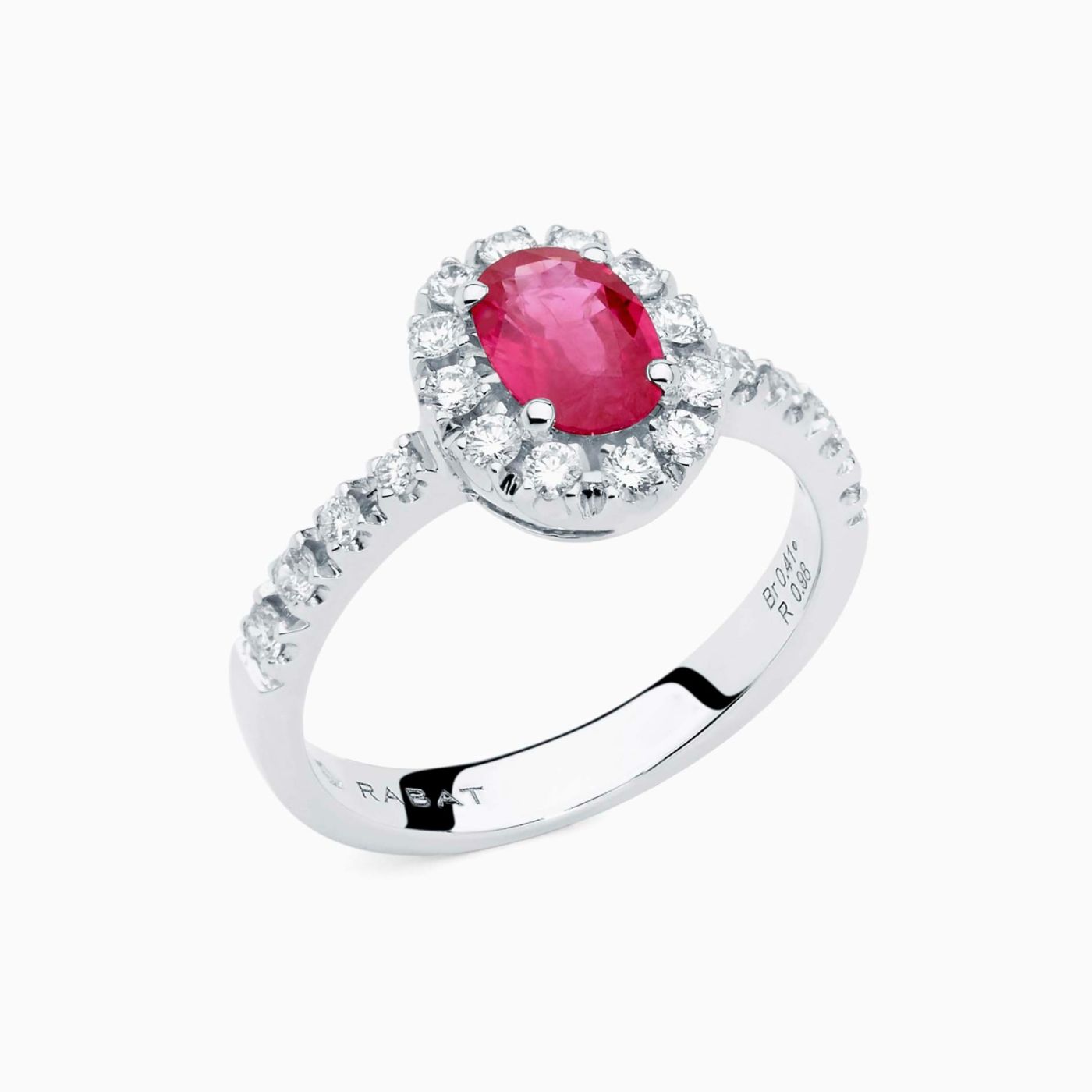 White gold with a ruby in the center solitaire ring