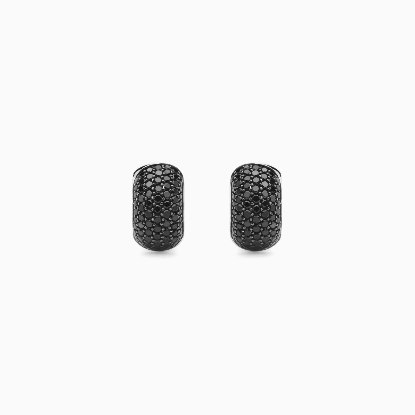 Pendientes de aro pequeño de oro blanco con pavé de diamantes negros