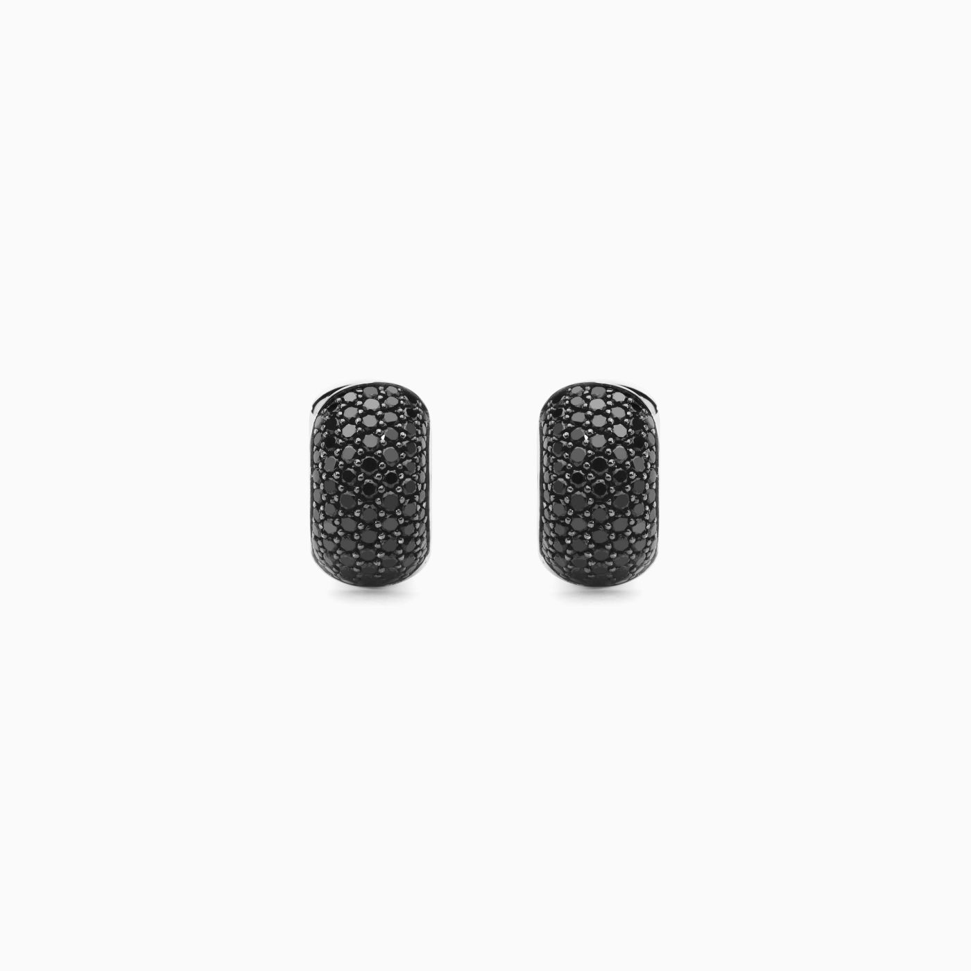 Pendientes de aro de oro blanco con diamantes negros