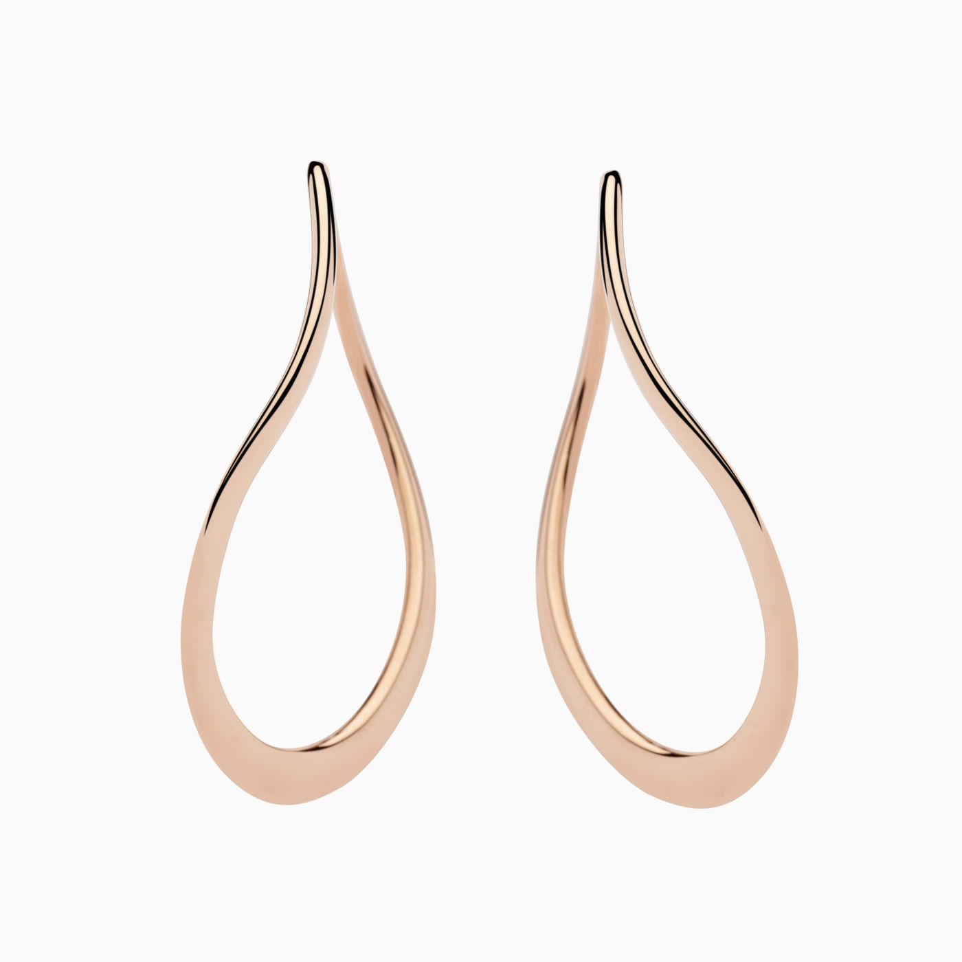 Pendientes de aro ovalados onda de oro rosa