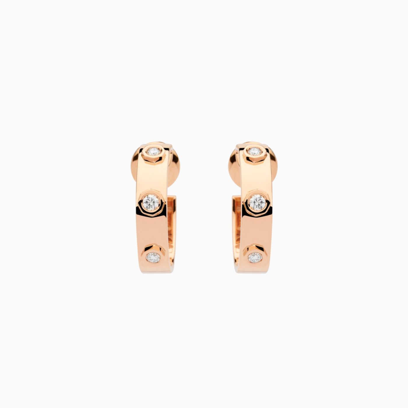 Rose gold earrings with three diamonds