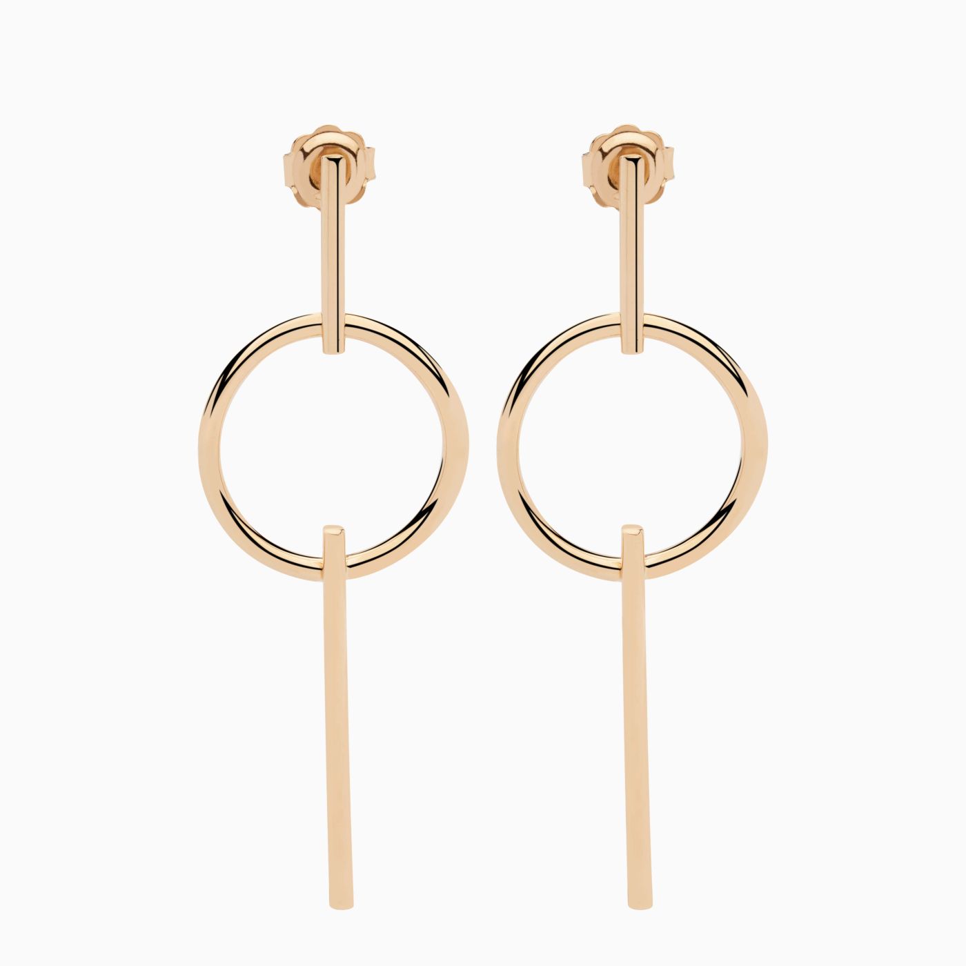 Pendientes largos de oro rosa