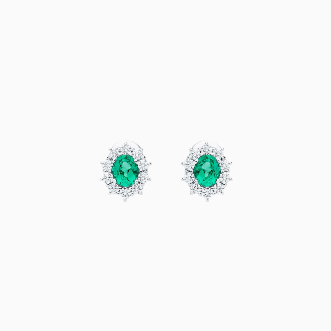 White gold earrings with emeralds and diamonds