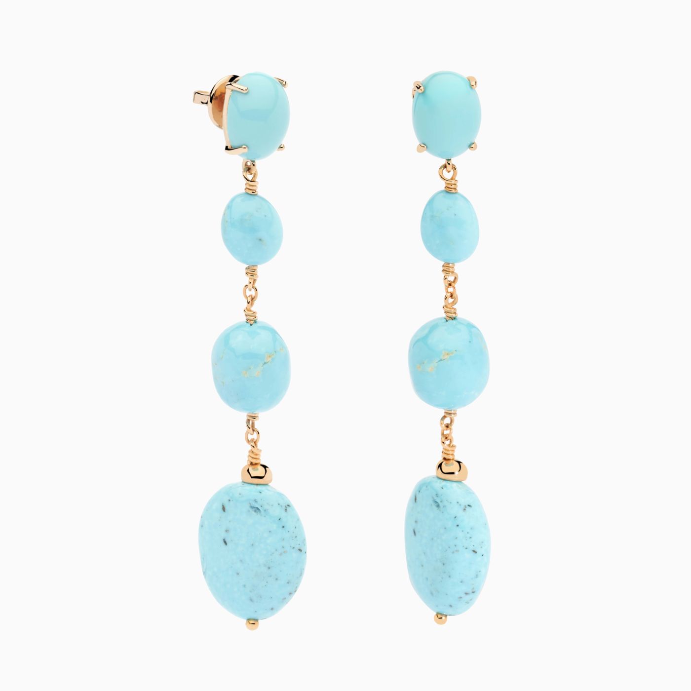 Rose gold earrings with turquoise gems