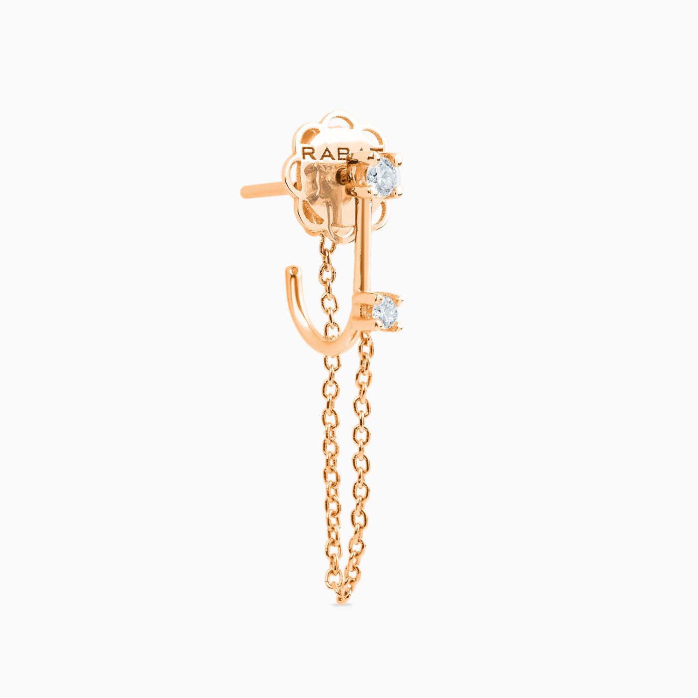 Half rose gold chain earrings with diamonds
