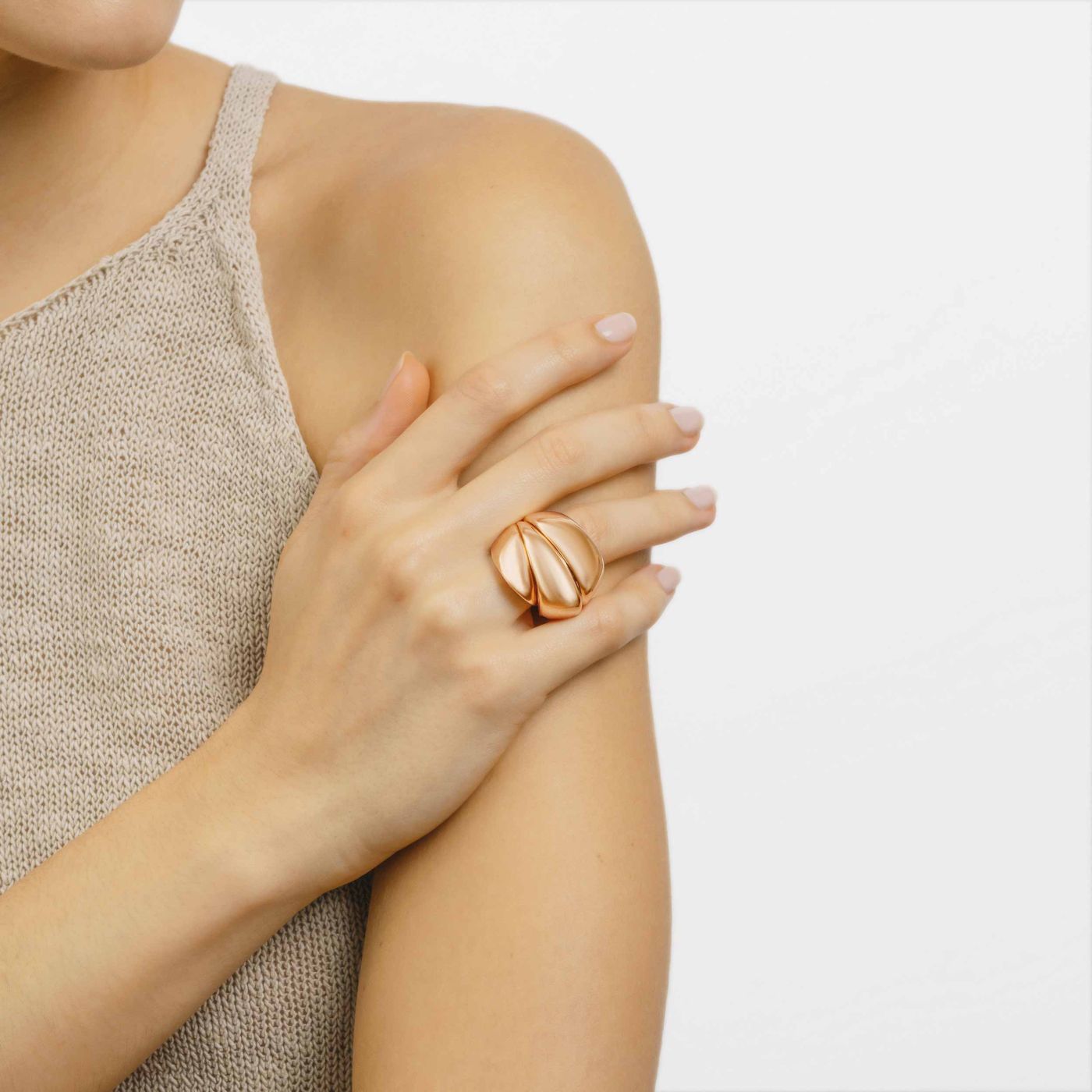 Rose Gold Wide Row Ring 