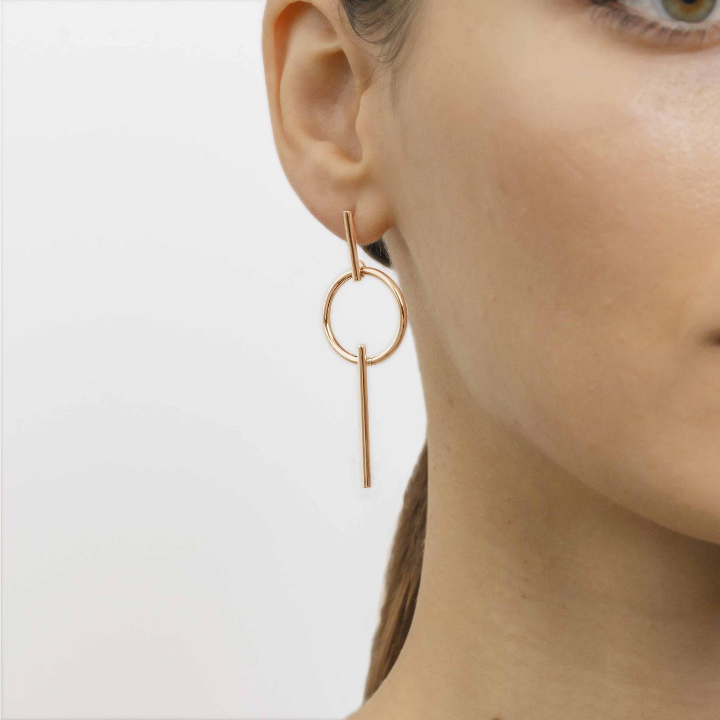 Pendientes largos de oro rosa