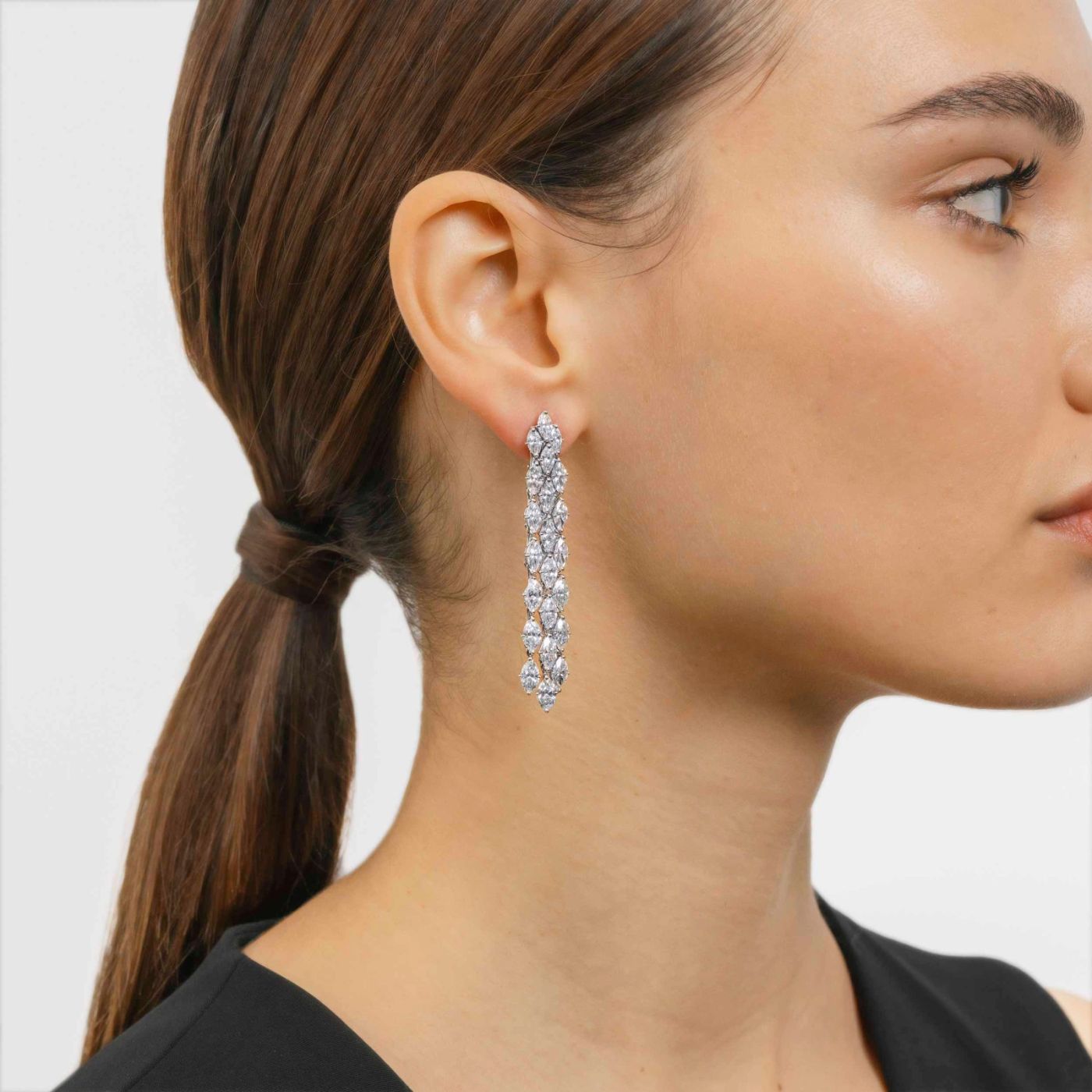 Riviere earrings in white gold waterfall with diamonds RABAT Red Carpet |  RABAT Jewels | Ref. P021502684
