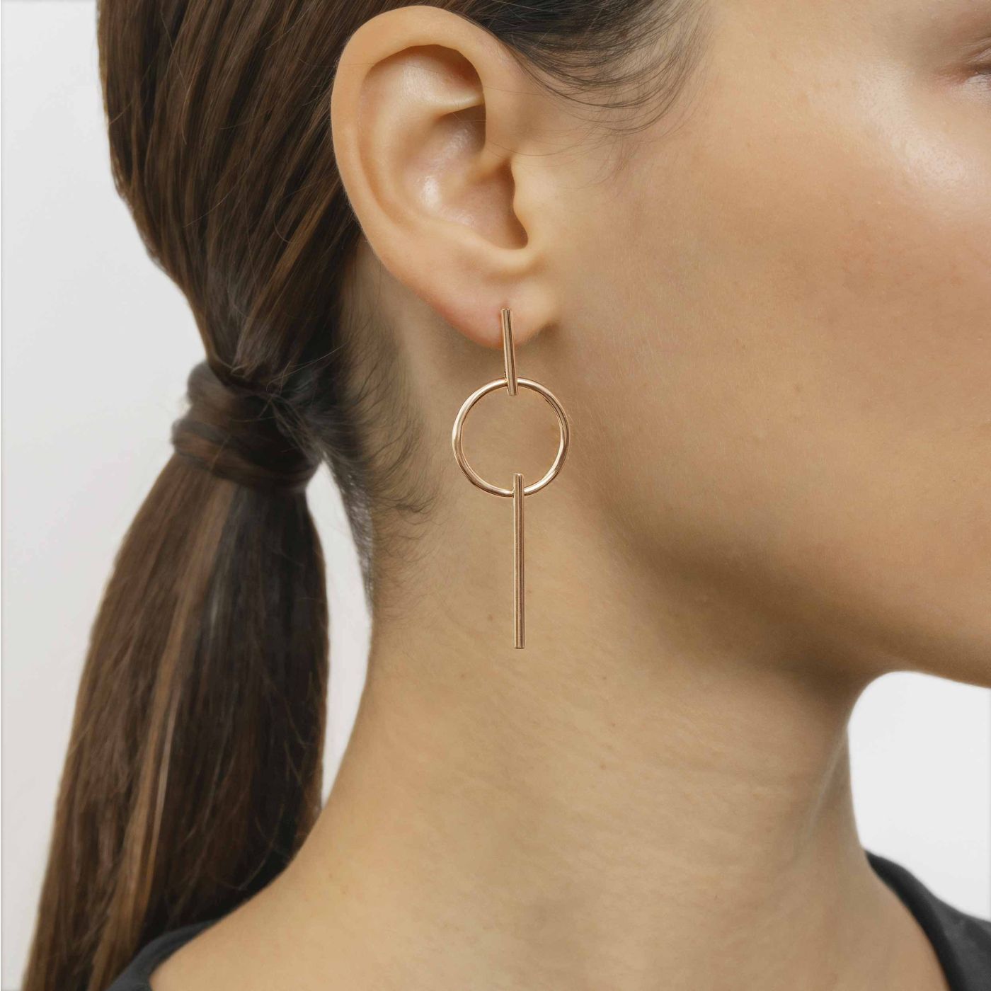 Pendientes largos de oro rosa