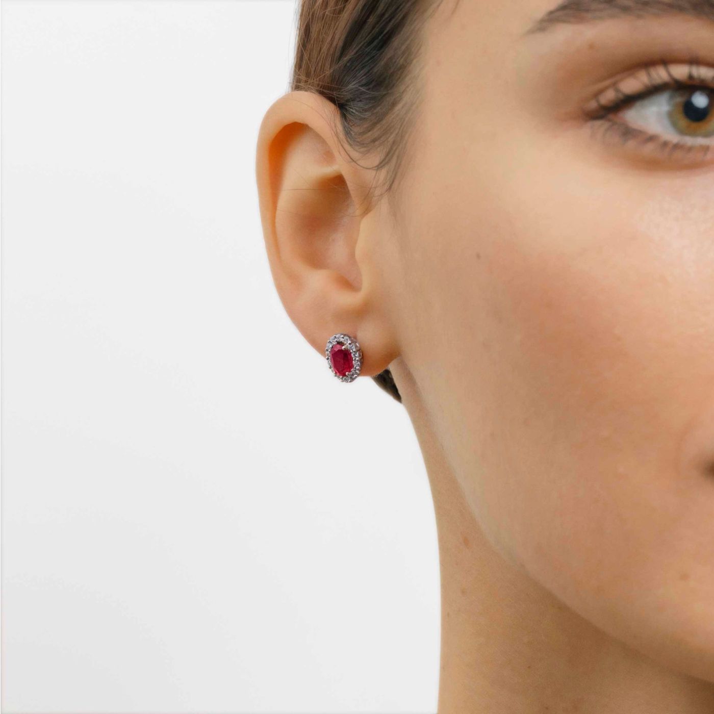 White gold earrings with rubies and diamond orla