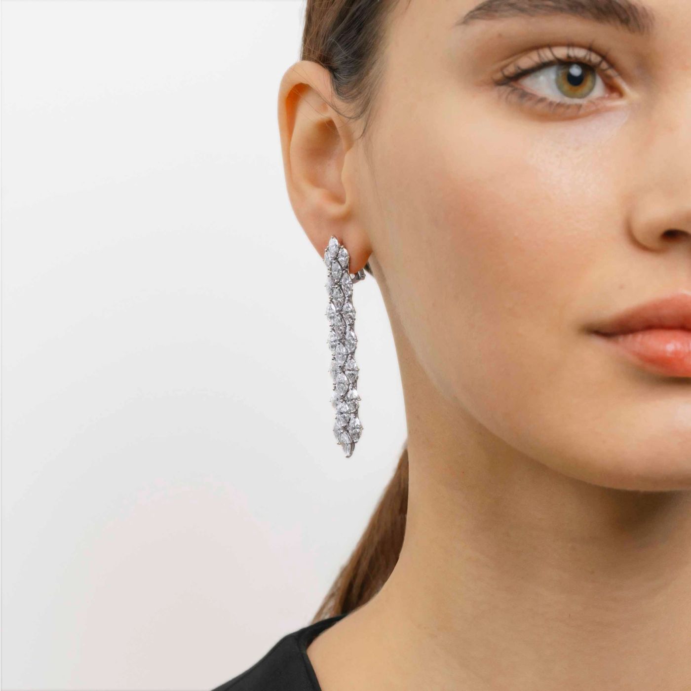 Riviere earrings in white gold waterfall with diamonds RABAT Red Carpet |  RABAT Jewels | Ref. P021502684