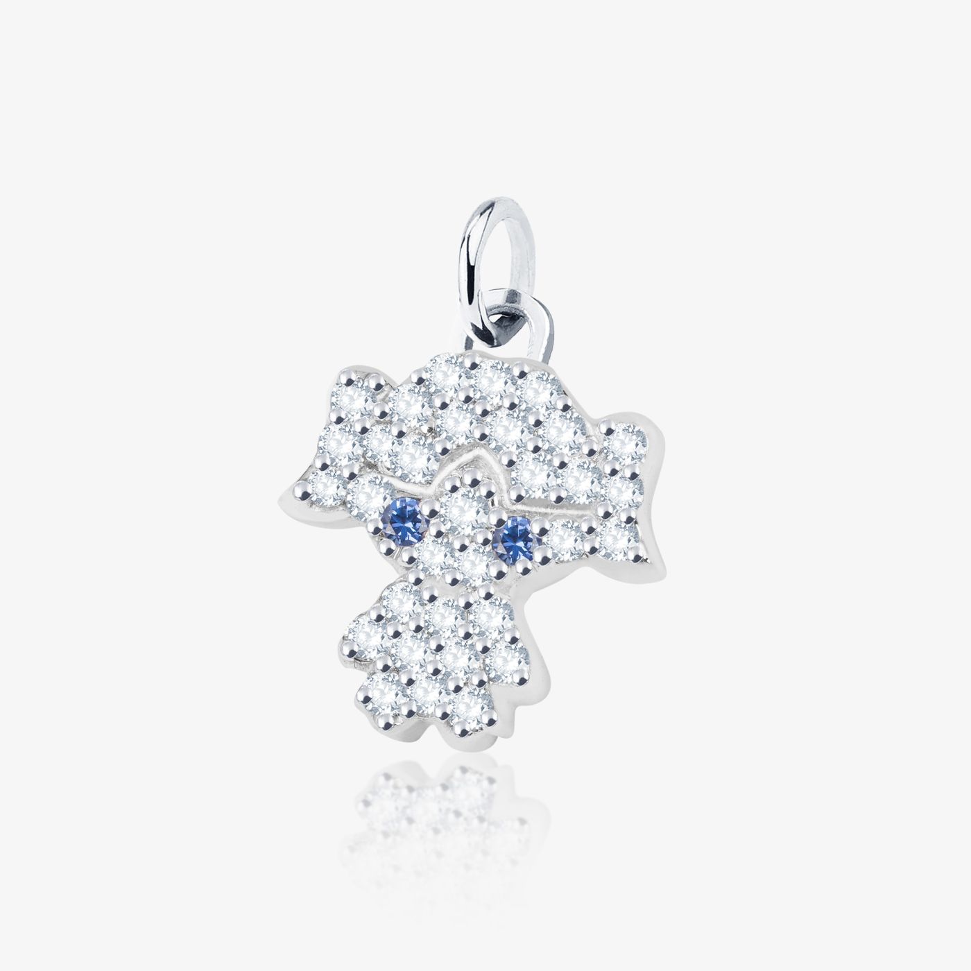 Charm in the shape of a girl in white gold with diamonds
