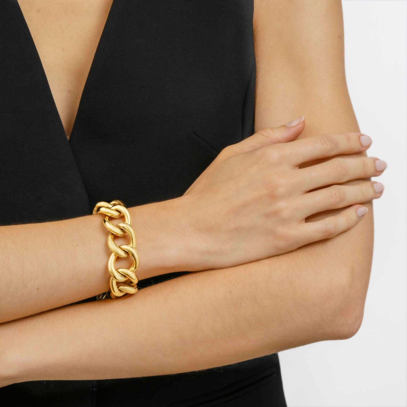 Pulsera de eslabones ovalados de oro amarillo