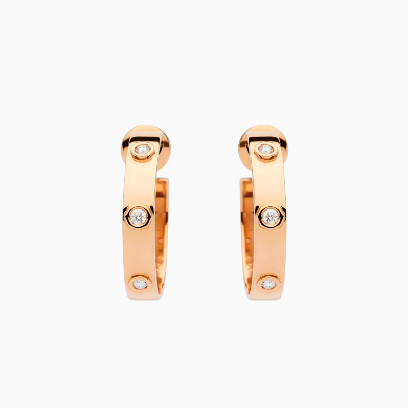 Rose gold earrings with three diamonds