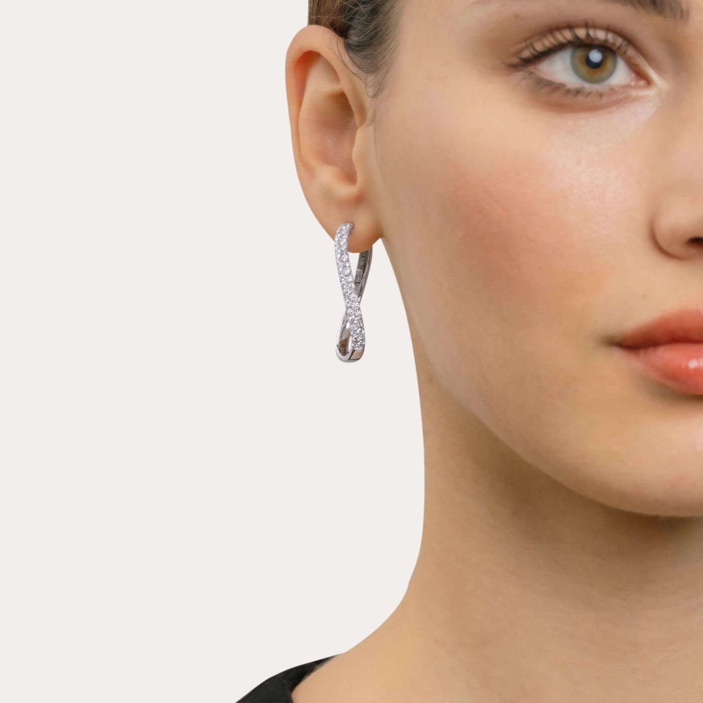 White gold hoop earrings with diamonds