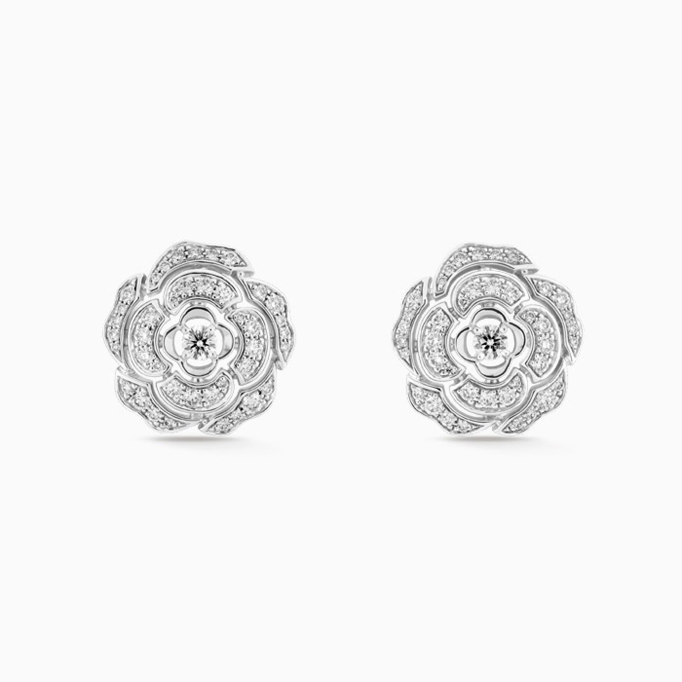 Earrings CHANEL Bouton de Camelia white gold with diamonds