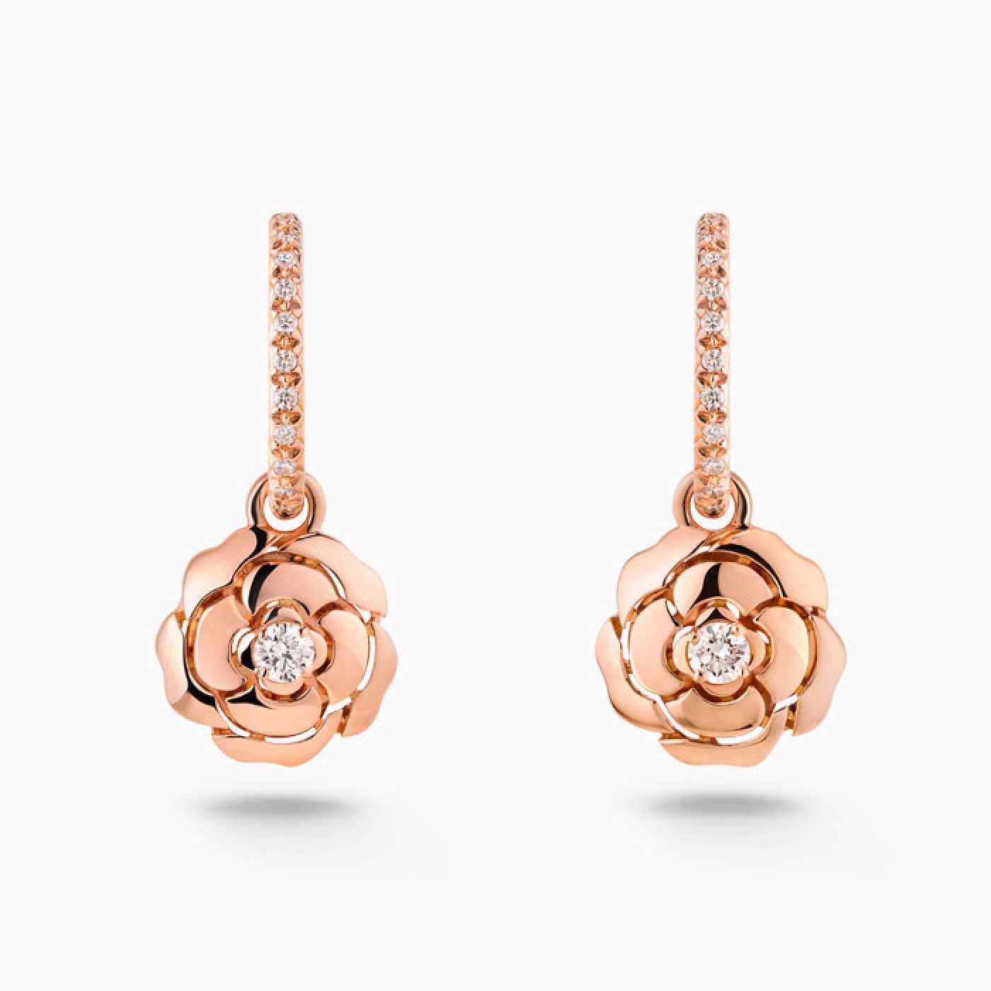 Earrings CHANEL Extrait de Camelia rose gold with diamonds
