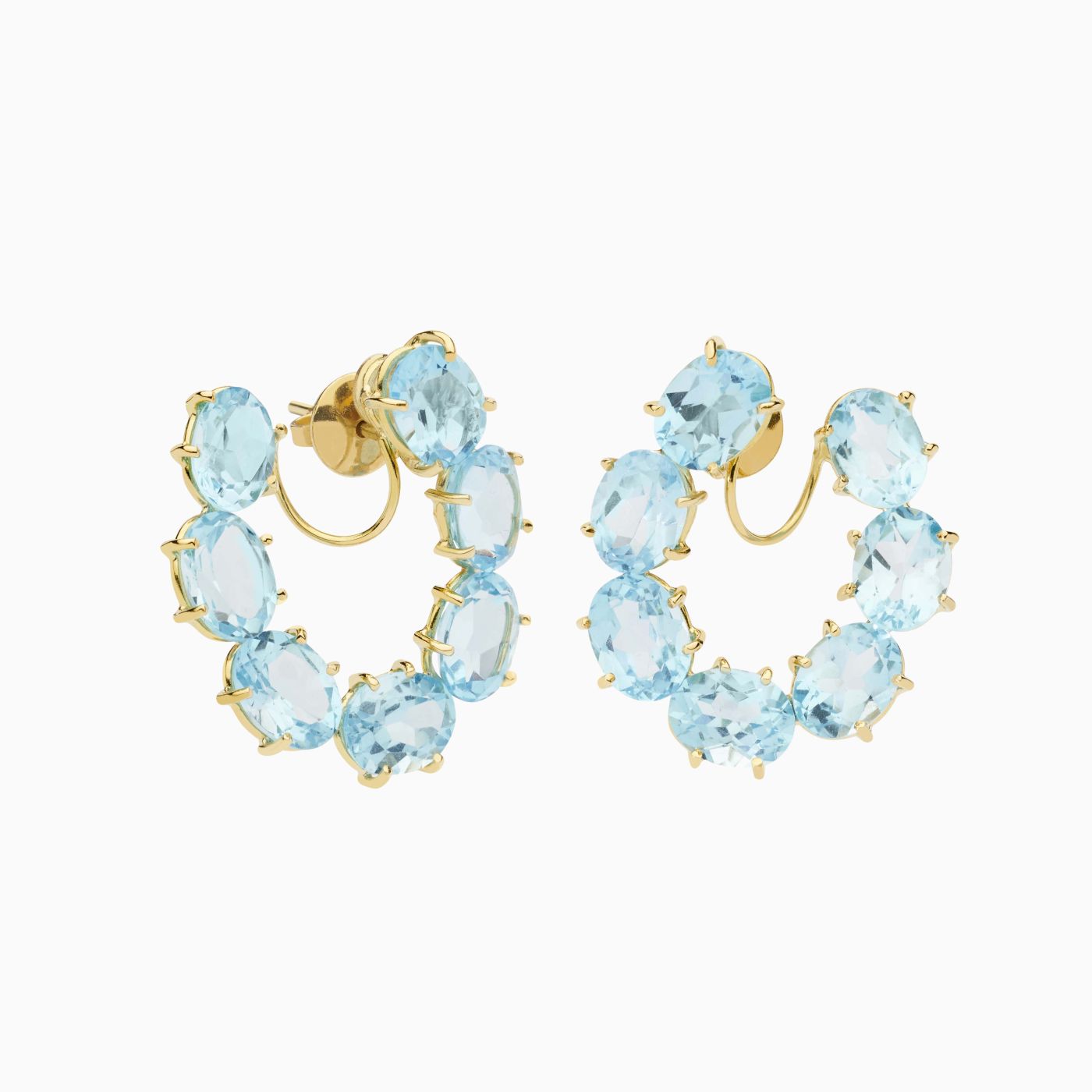 Pendientes  de aro de oro amarillo con gemas topacio ovales