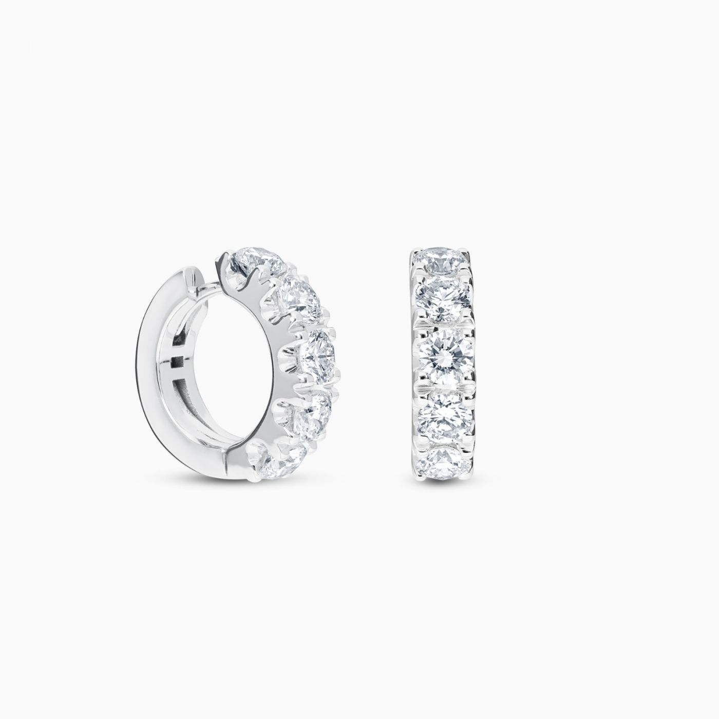 White gold hoop earrings with diamonds