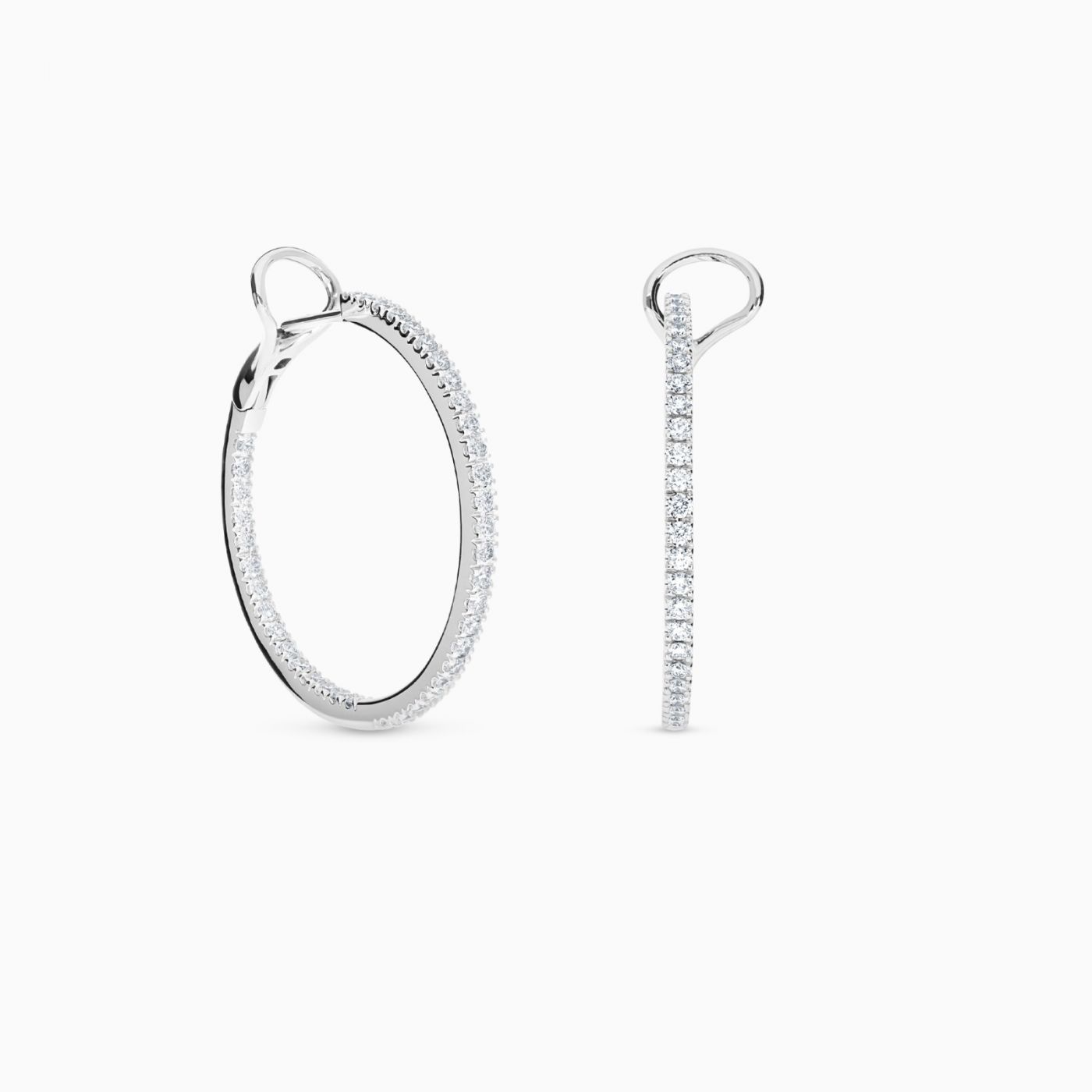 Pendientes de aro de oro blanco con diamantes