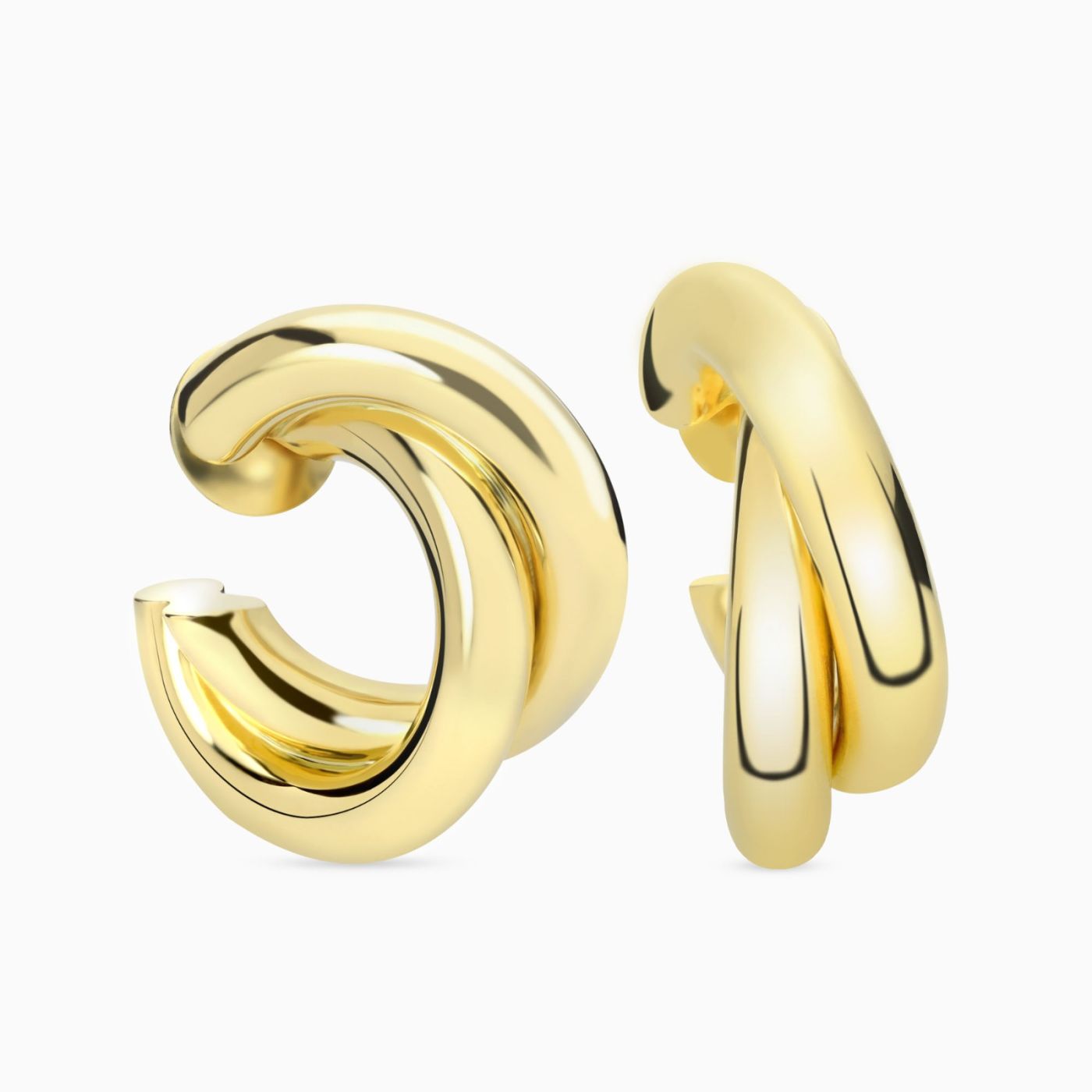 Pendientes de aro doble cruzados de oro amarillo