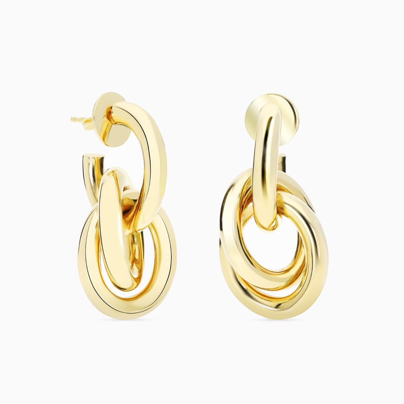 Pendientes de aro doble entrelazados de oro amarillo