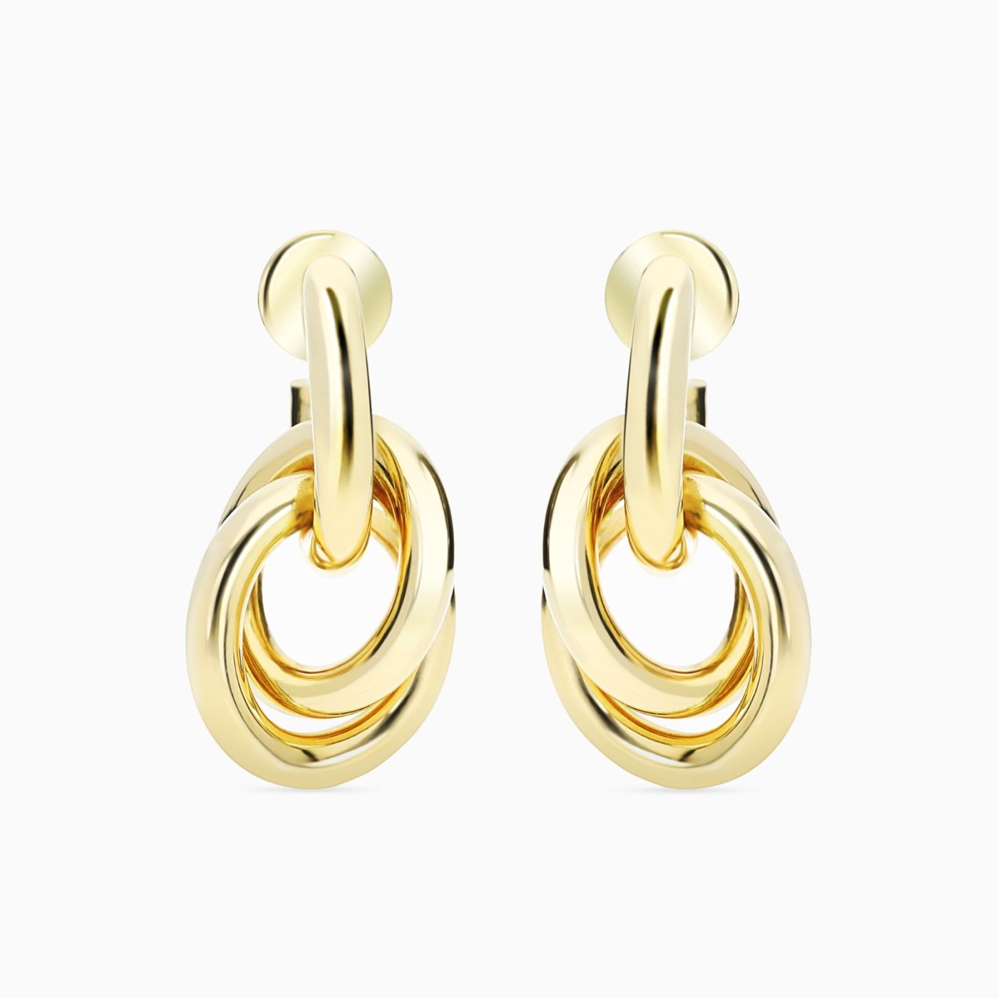 Pendientes de aro doble entrelazados de oro amarillo