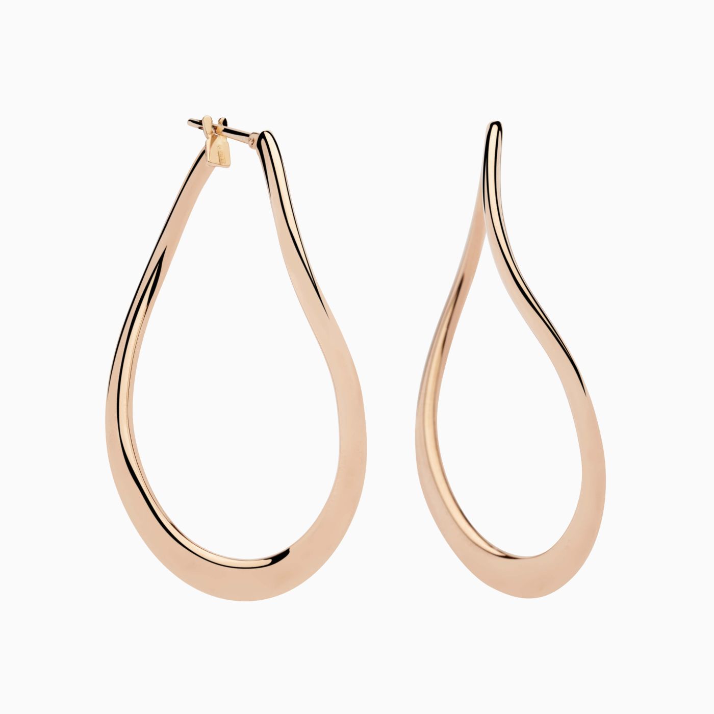 Pendientes de aro ovalados onda de oro rosa