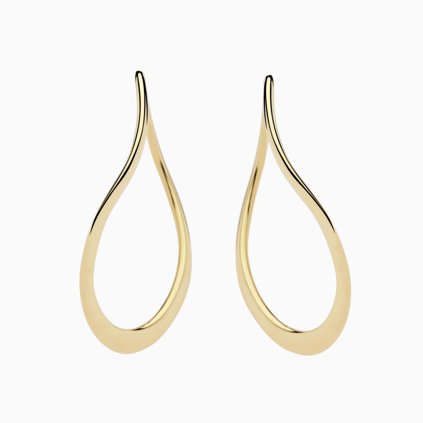 Pendientes de aro ovalados onda de oro amarillo 