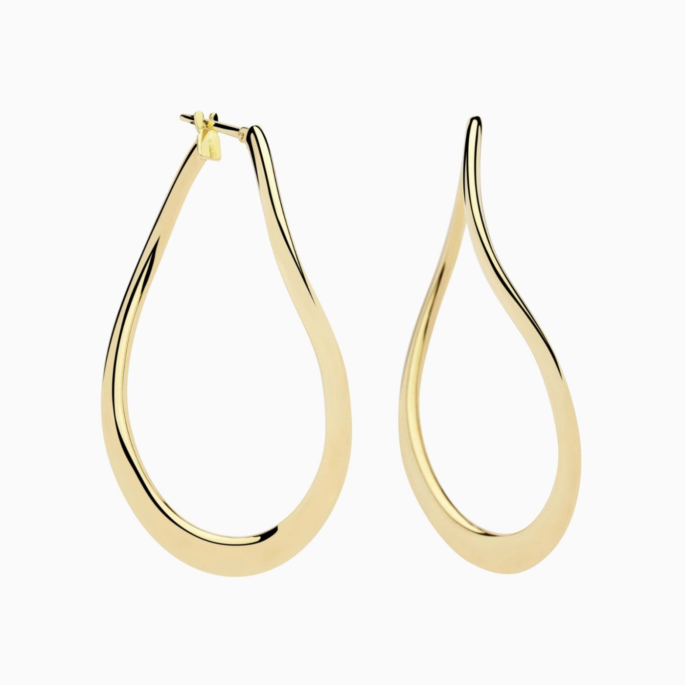 Pendientes de aro ovalados onda de oro amarillo 
