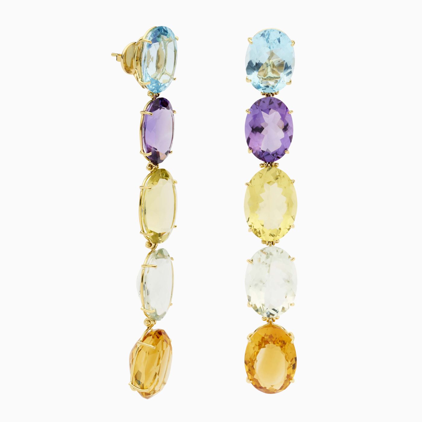 Yellow gold earrings with oval gems