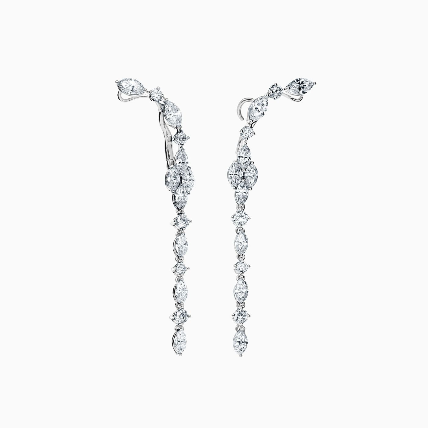 White gold earrings with multi-shaped diamonds