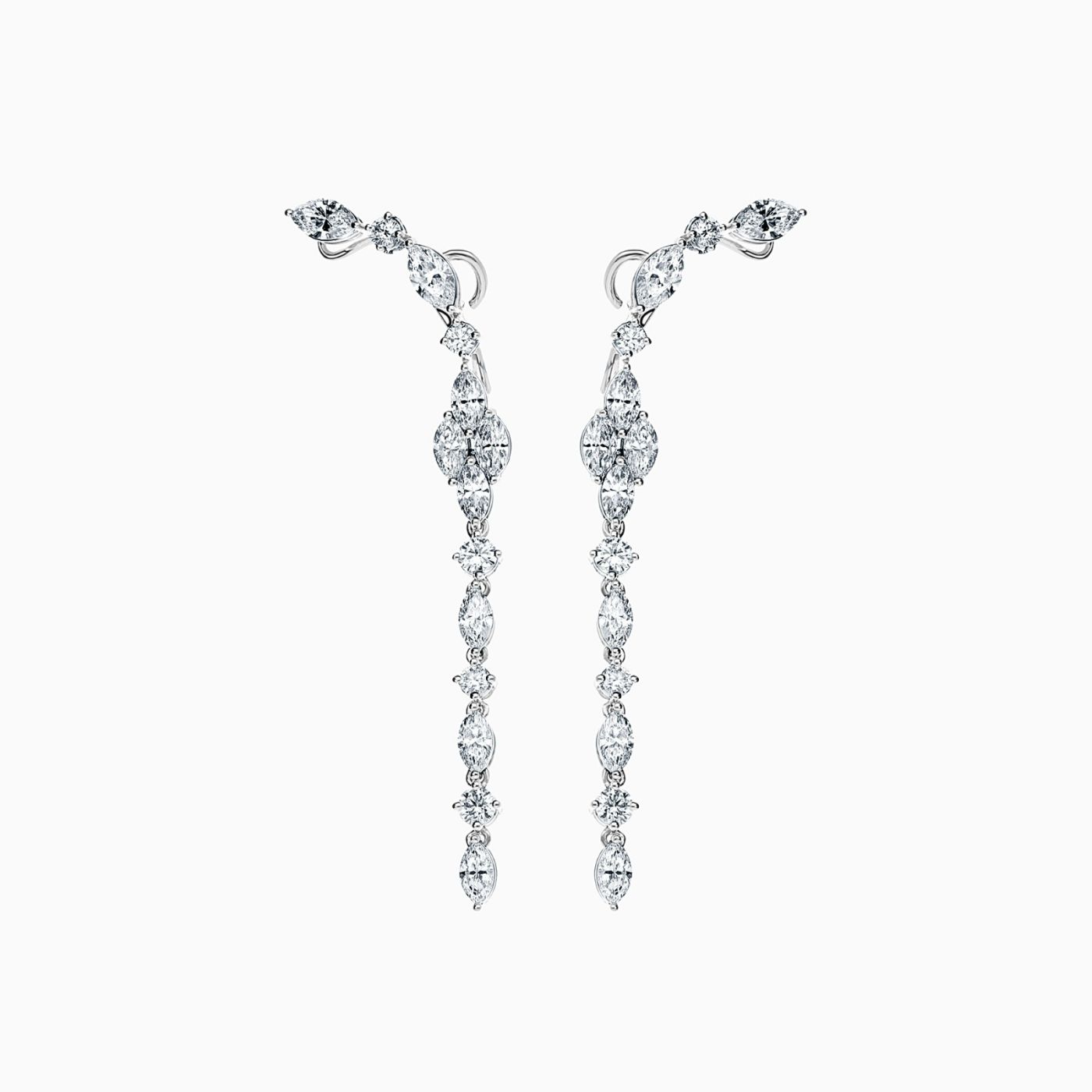 White gold earrings with multi-shaped diamonds